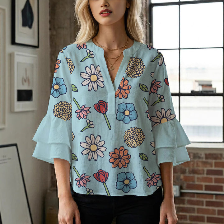 Women's artistic top with ruffled sleeves Lisslune