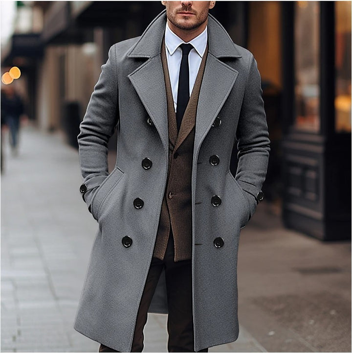 Men's elegant wool trench coat with double button placket Lisslune