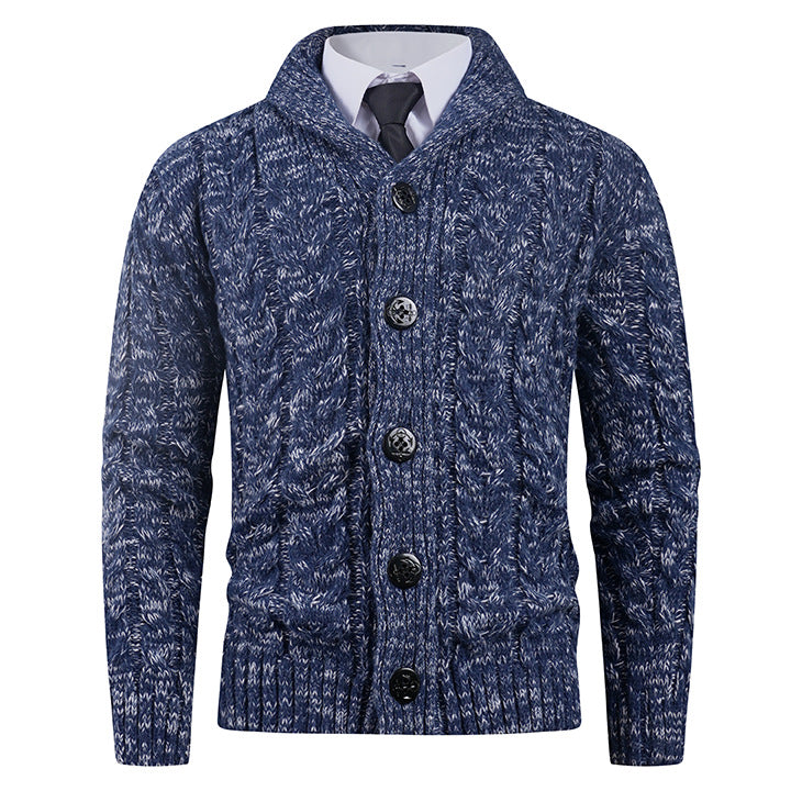 Men's cardigan with cable pattern and stylish shawl collar Lisslune