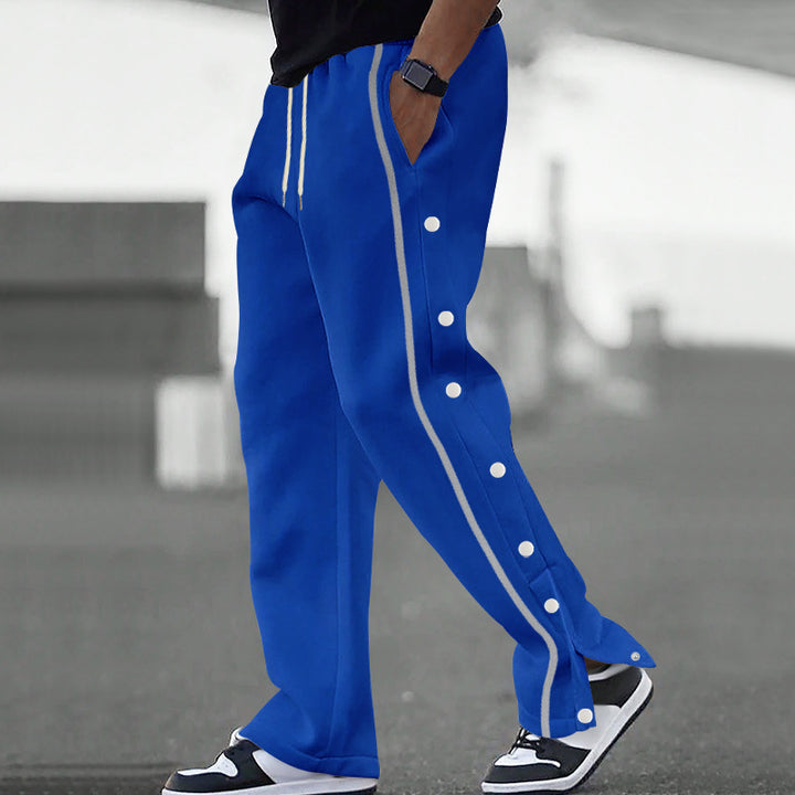 Men's Sporty Loose Jogging Pants with Snap Buttons Lisslune