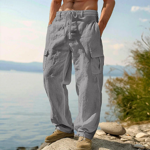 Men's cargo pants with elastic waistband and practical side pockets Lisslune