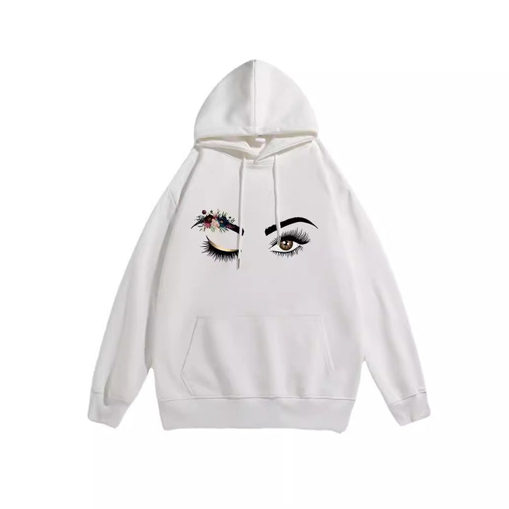 Ladies Hoodie with Creative Eye Motif Lisslune
