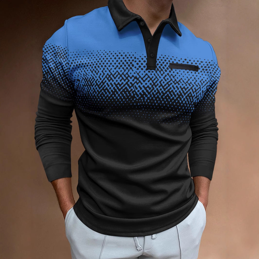 Men's polo shirt with modern gradient and stylish contrast details Lisslune