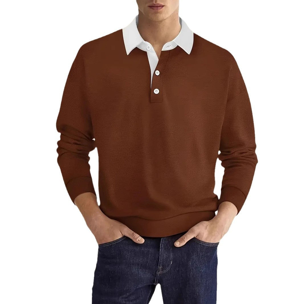 Men's elegant polo sweater with button placket and contrast collar Lisslune