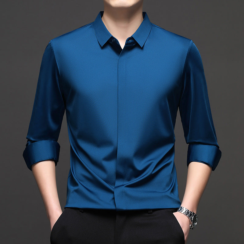 Men's Elegant Long Sleeve Shirt with Modern Cut and Breathable Surface Lisslune