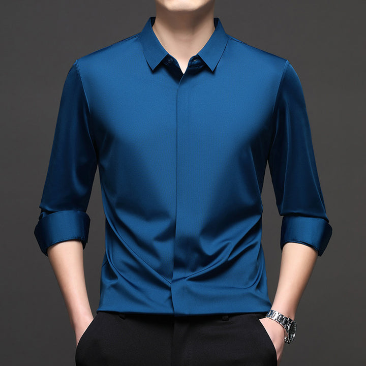 Men's Elegant Long Sleeve Shirt with Modern Cut and Breathable Surface Lisslune