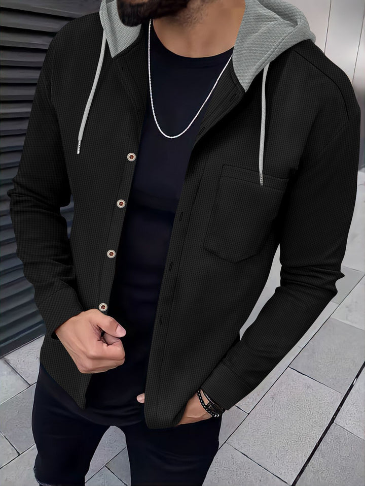 Men's leisure shirts with hood and textured design Lisslune