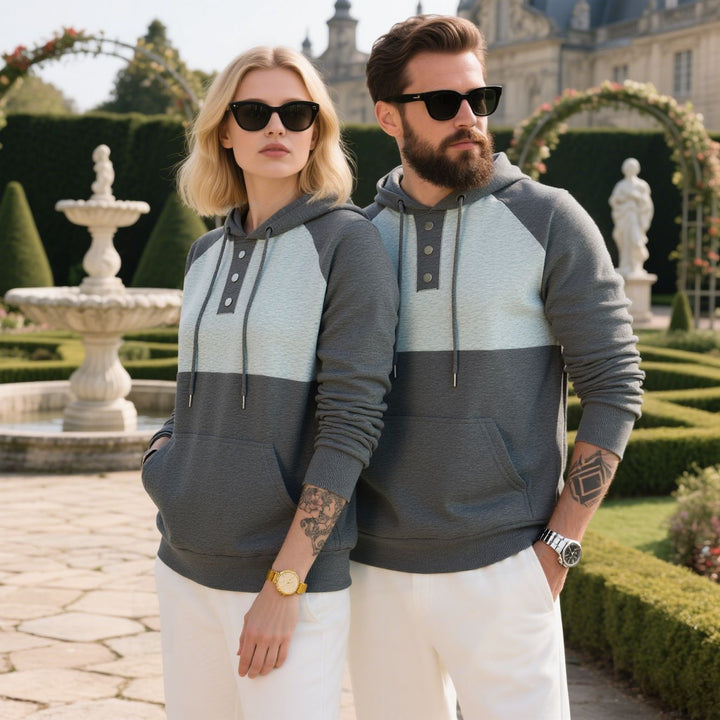 Men's hoodie with button placket and sporty design Lisslune