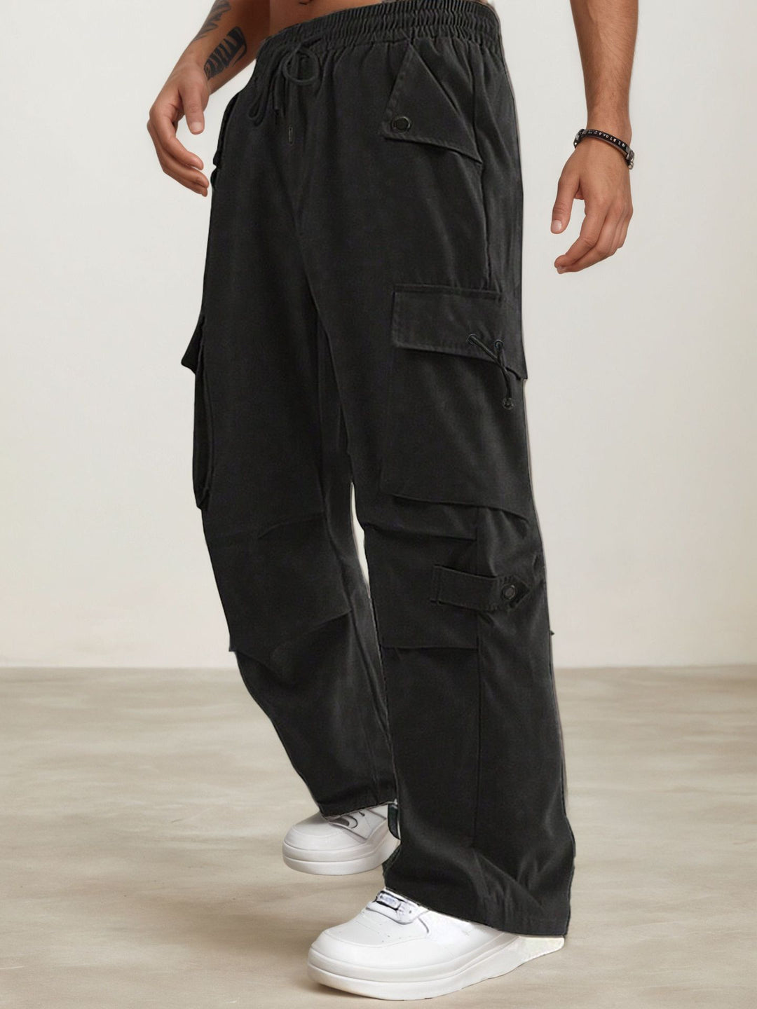 Men's Cargo Pants with Practical Pockets and Elastic Waistband Lisslune