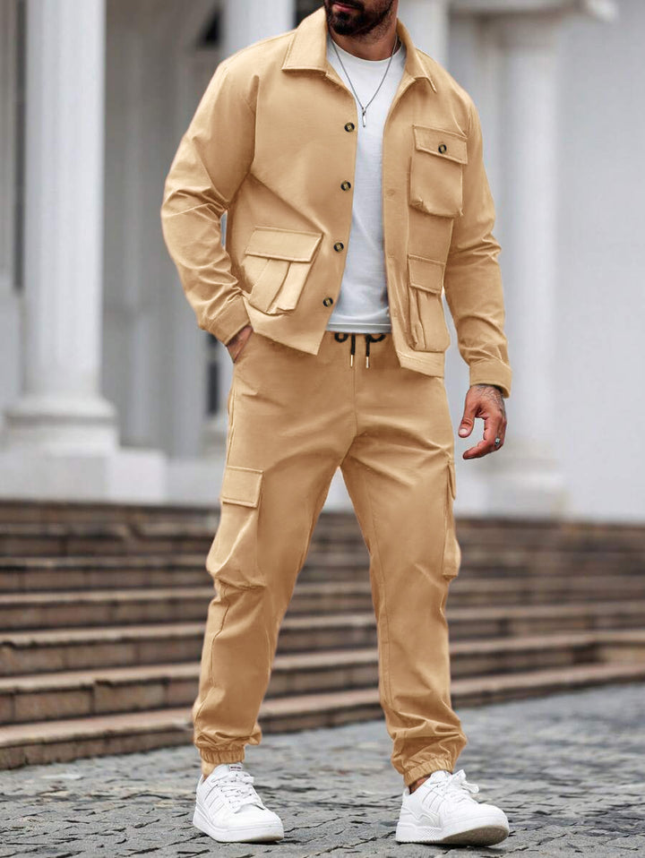 Men's Cargo Set with Versatile Pockets and Casual Design Lisslune