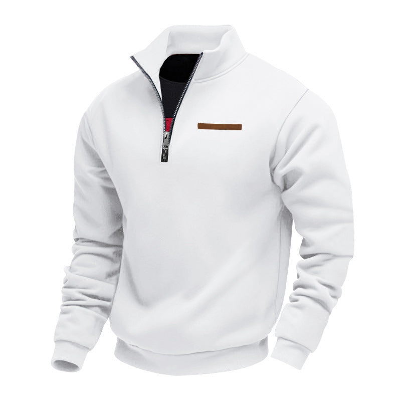 Men's fleece pullover with high collar and zipper Lisslune