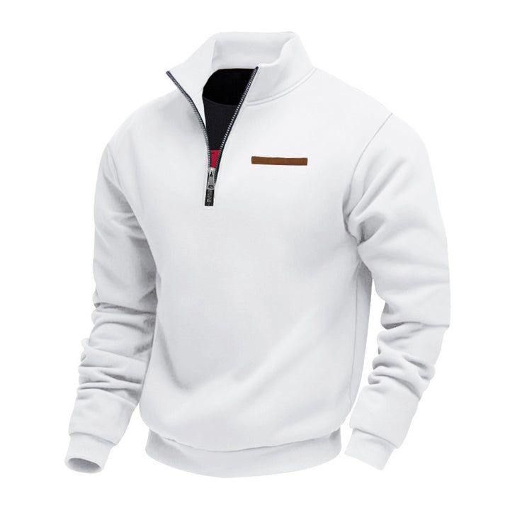 Men's fleece pullover with high collar and zipper Lisslune