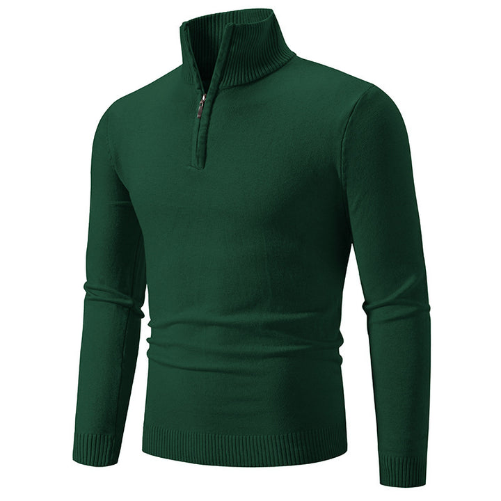 Men's elegant pullover with high collar and fine ribbed design Lisslune