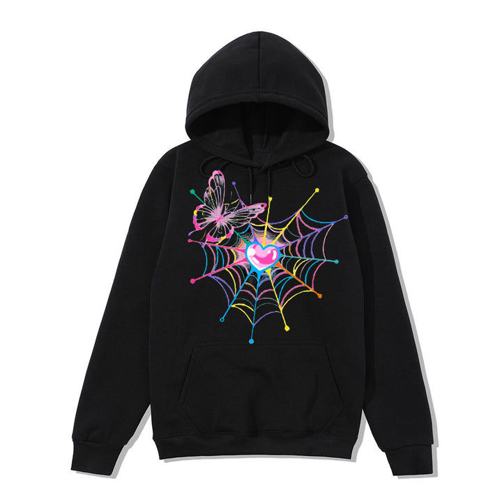 Women's hoodie sweatshirt with creative butterfly and spider web design Lisslune
