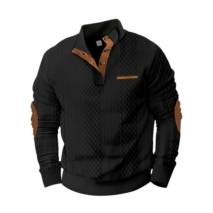 Men's knitted sweater with modern collar and textured surface Lisslune