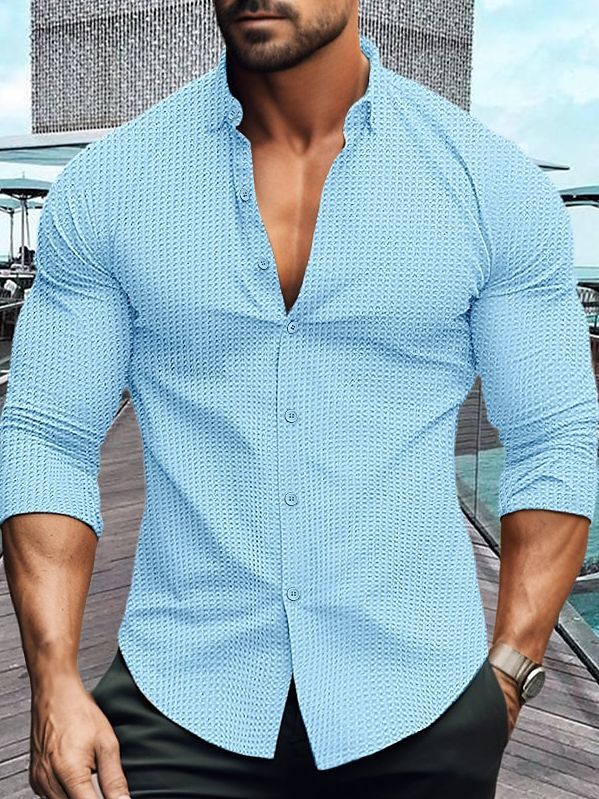 Men's elegant long-sleeve shirt with textured pattern Lisslune