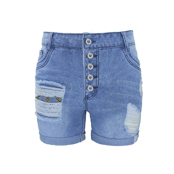 Ladies fashionable destroyed denim shorts Lisslune