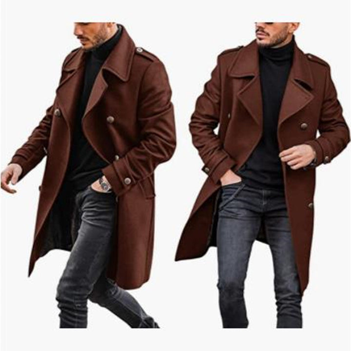 Men's Stylish Wool Coat with Casual Collar and Double Buttons Lisslune