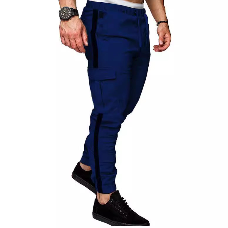 Men's cargo pants with elastic waistband and versatile side pockets Lisslune