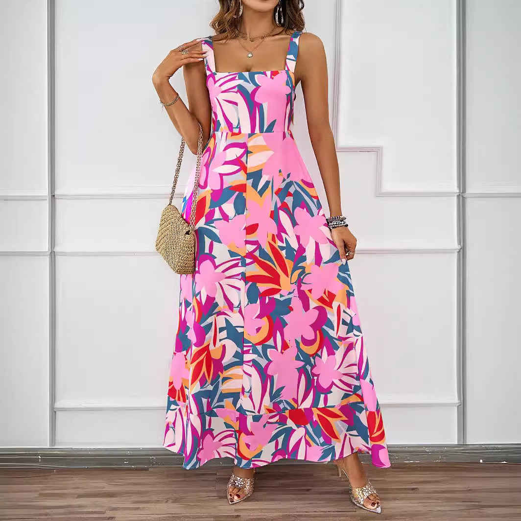 Ladies maxi dress with modern floral design and flattering silhouette Lisslune