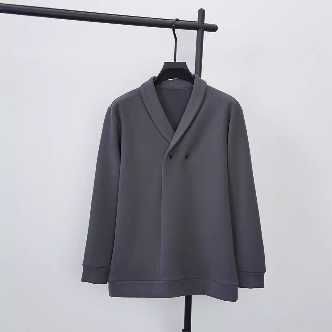 Men's leisure jacket with modern shawl collar and practical buttons Lisslune