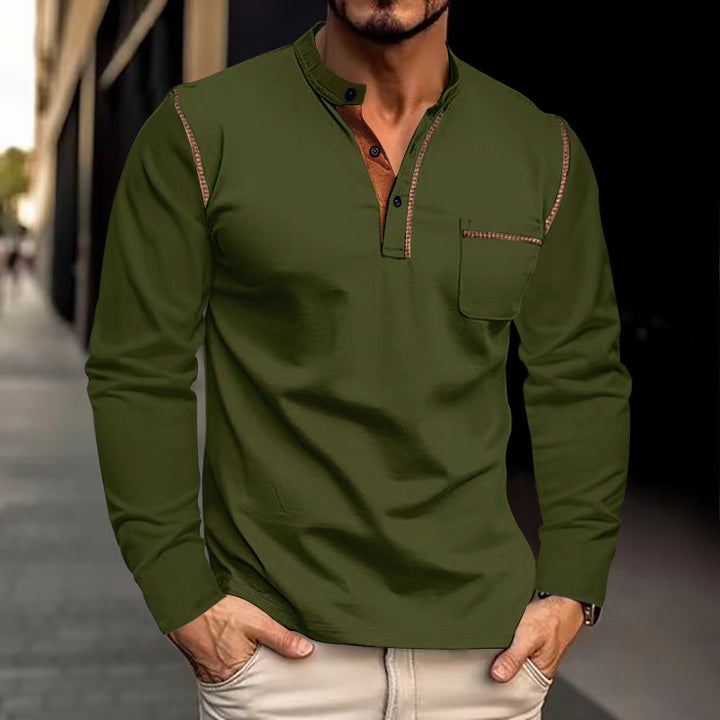 Men's long sleeve shirt with elegant contrast details Lisslune