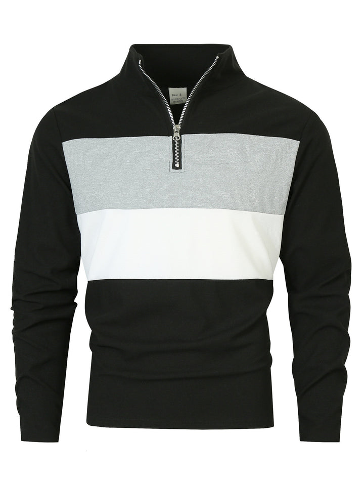 Men's zip sweater with fashionable color cut and comfortable style Lisslune