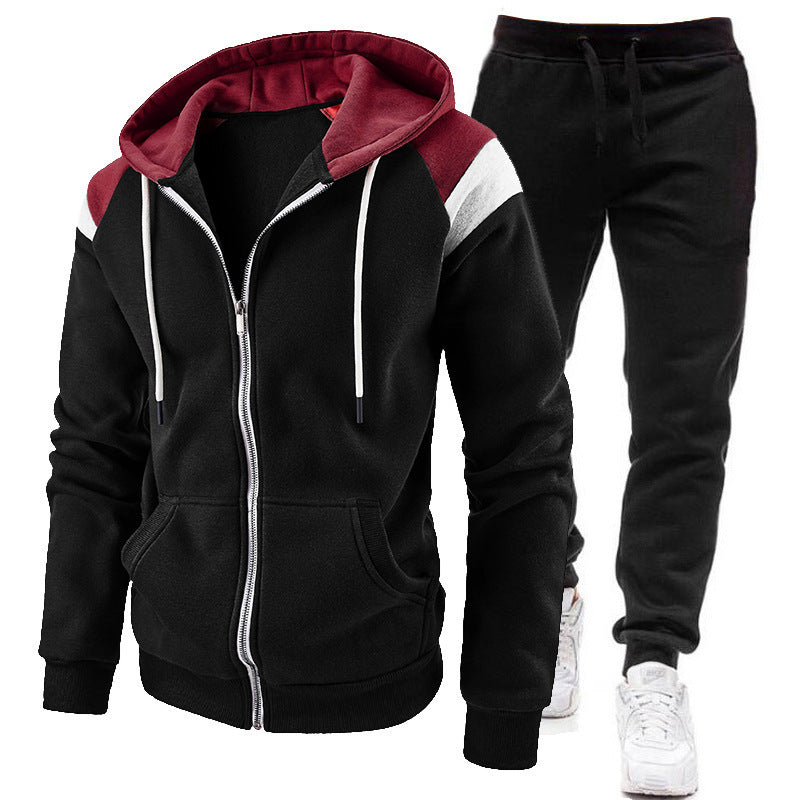 Men's Sporty Hooded Sweatshirt with Contrast Details and Comfortable Jogging Pants Lisslune
