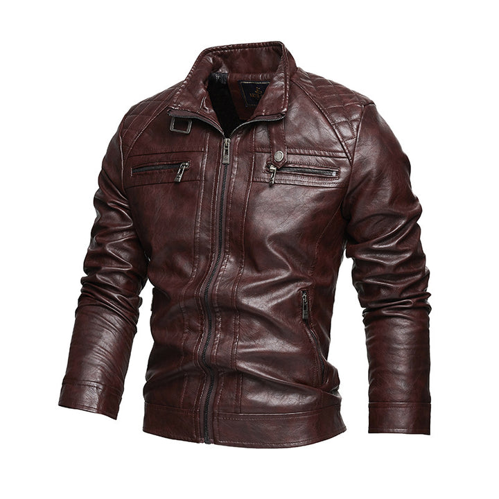 Men's Vintage-Style Synthetic Leather Jacket with Practical Zipper Pockets Lisslune