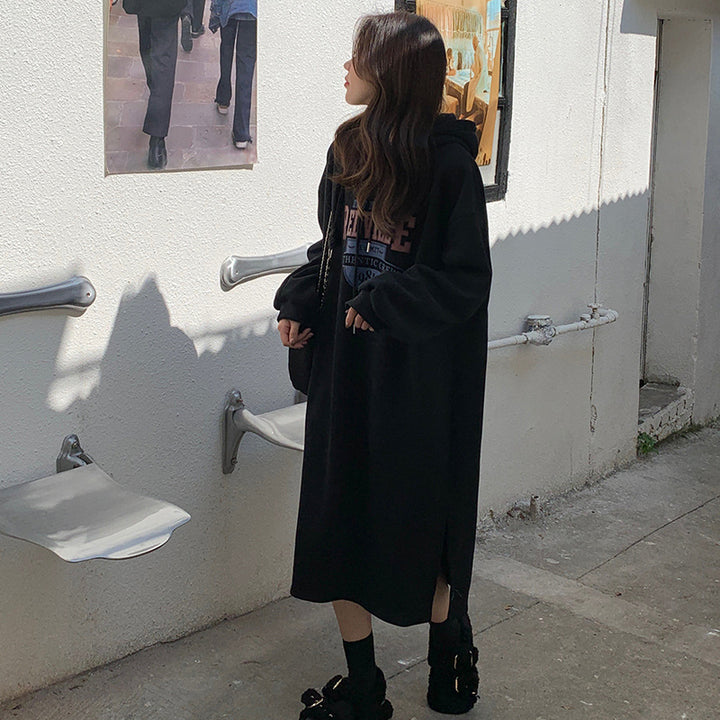 Women's hoodie dress with casual cut and stylish graphic print Lisslune