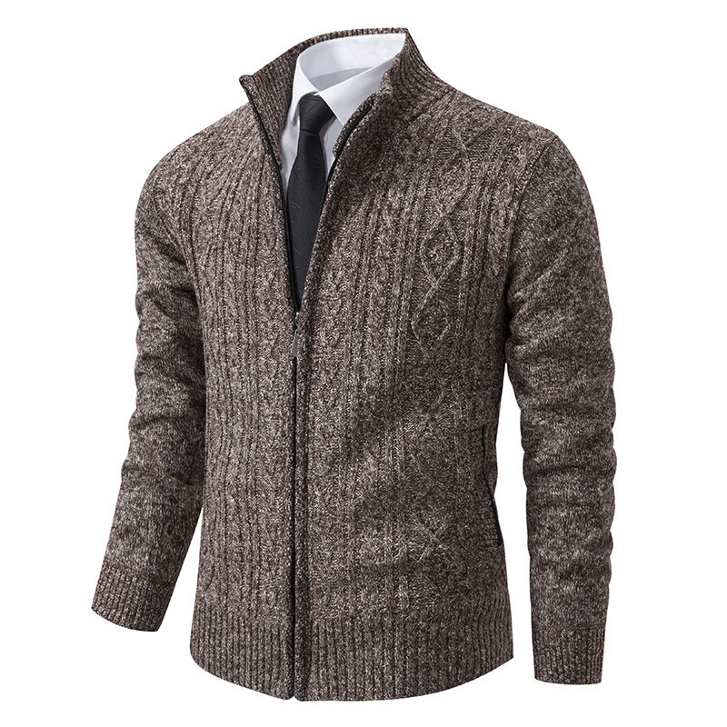 Men's cardigan with stand-up collar and textured pattern Lisslune