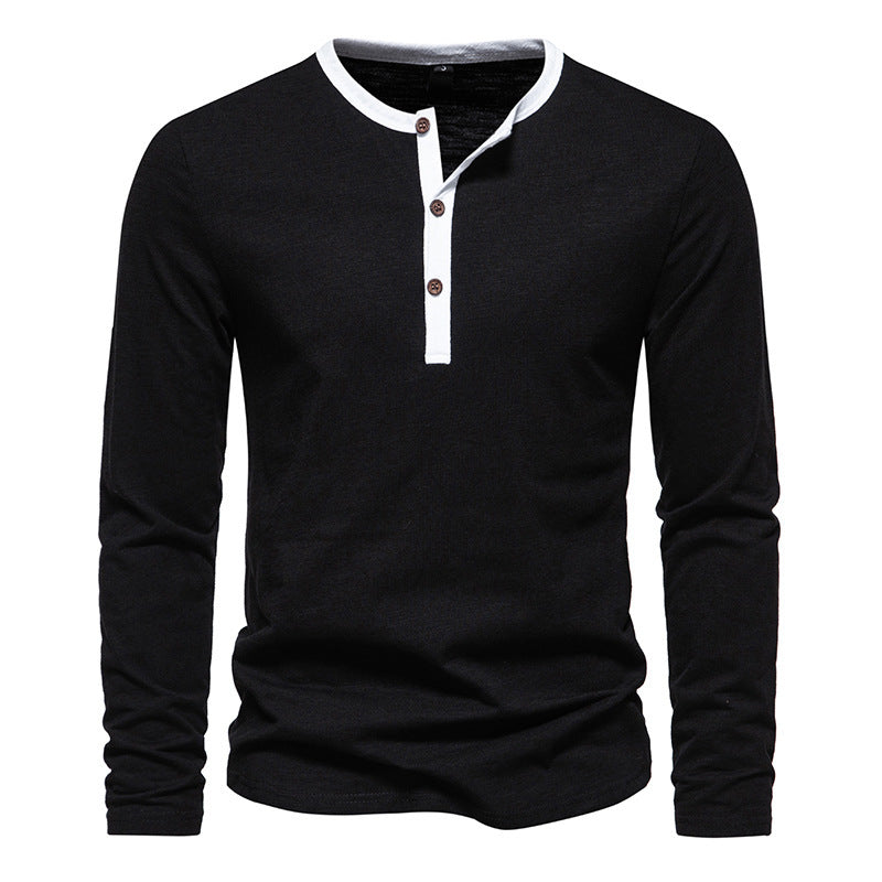 Men's long-sleeve Henley shirt with contrasting collar Lisslune