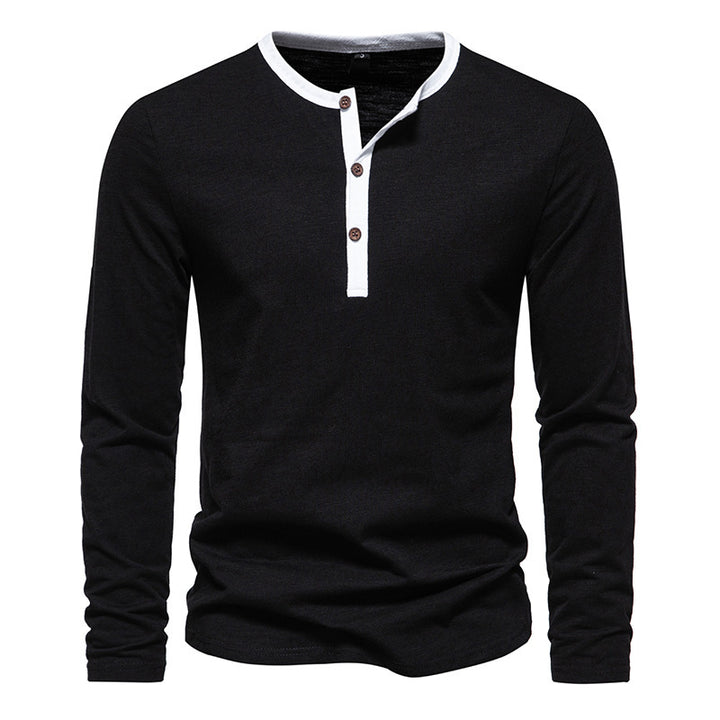 Men's long-sleeve Henley shirt with contrasting collar Lisslune