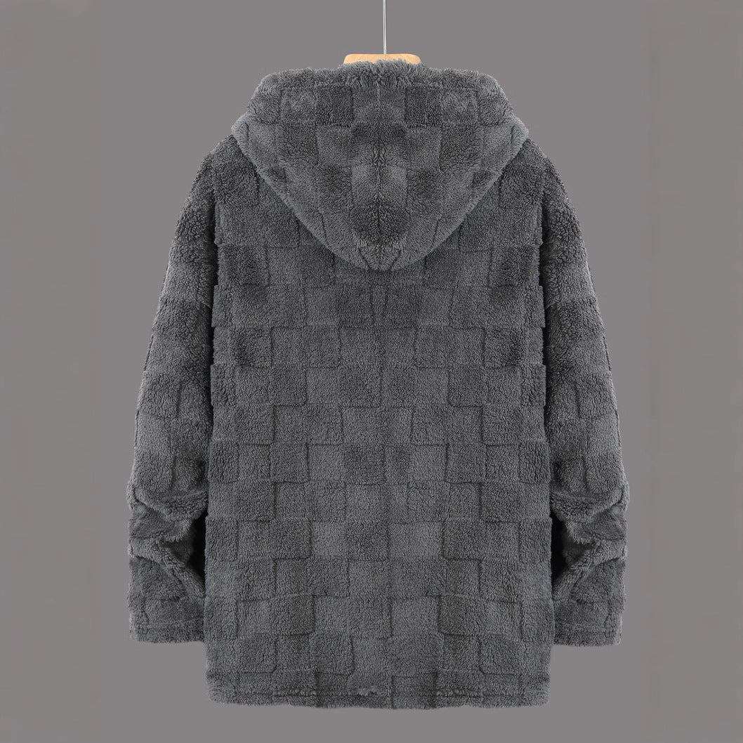 Men's cozy fleece jacket with hood and pockets Lisslune