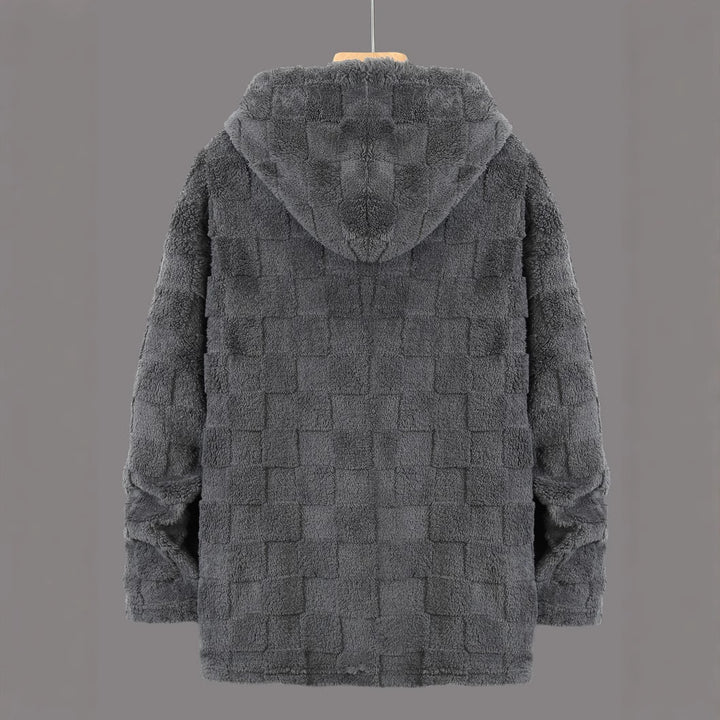 Men's cozy fleece jacket with hood and pockets Lisslune