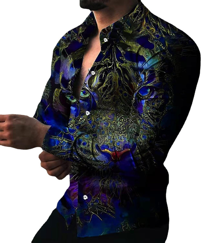 Men's long-sleeve shirt with extravagant motifs and fashionable fit Lisslune