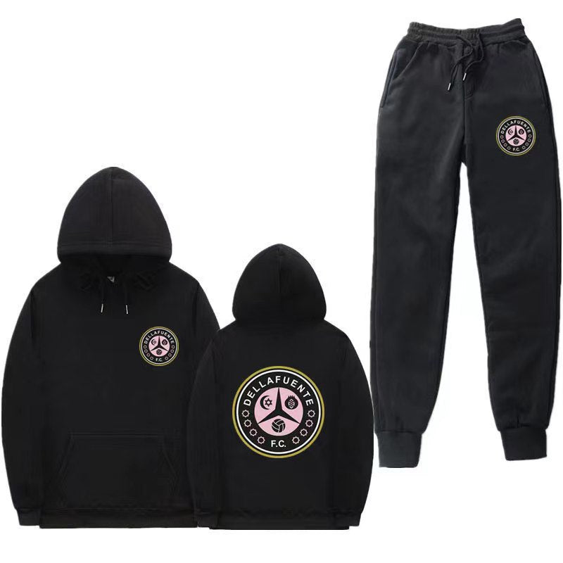Women's comfortable leisure lounge suit with kangaroo pocket and modern logo Lisslune
