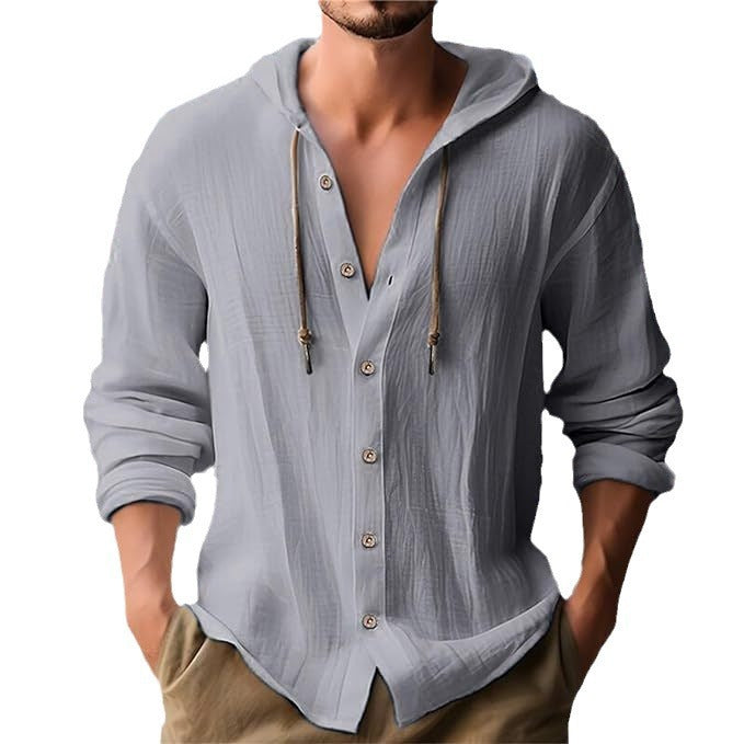 Men's casual hoodie shirt with textured surface Lisslune