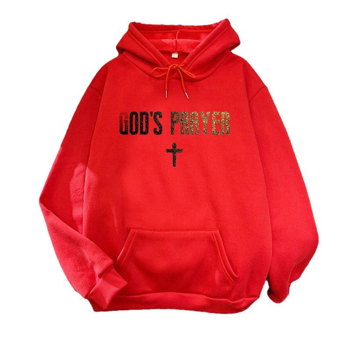 Women's hooded sweatshirt with unique lettering and cross design Lisslune