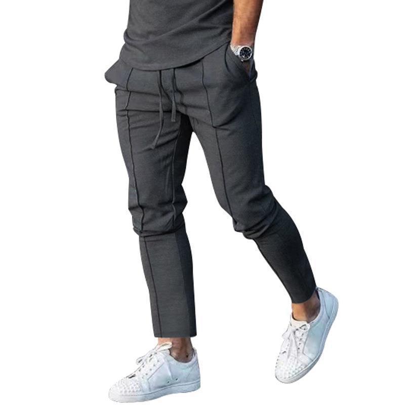 Men's Sporty Casual Pants with Side Pockets and Elastic Waistband Lisslune