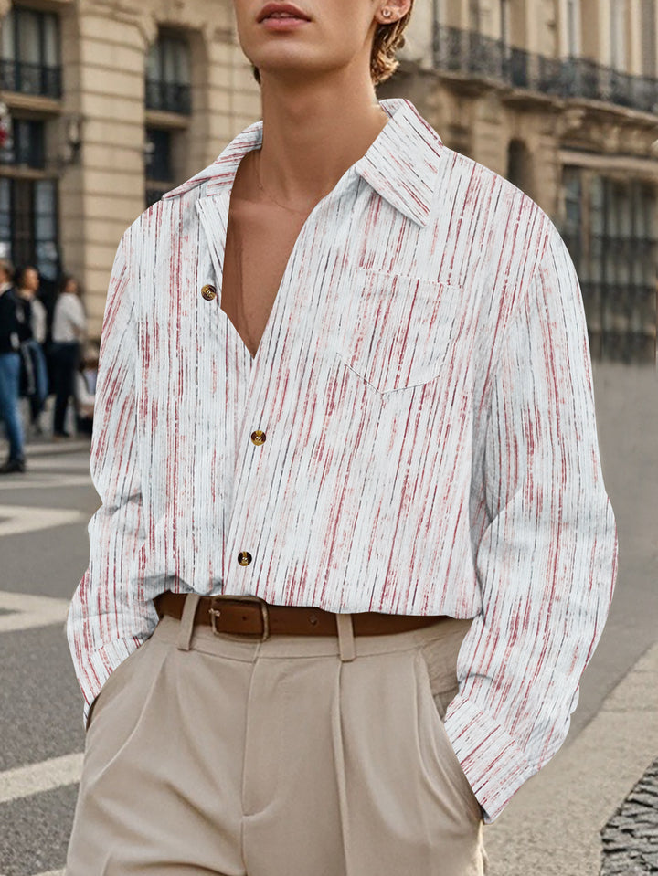 Men's Long Sleeve Shirt with Textured Design Lisslune