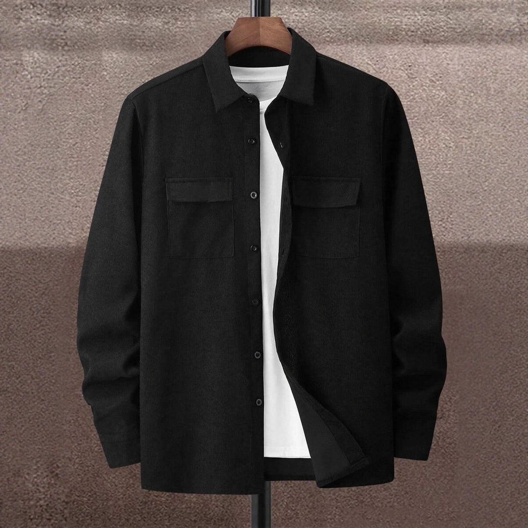 Men's Casual Shirt Jacket with Two Chest Pockets and Textured Design Lisslune
