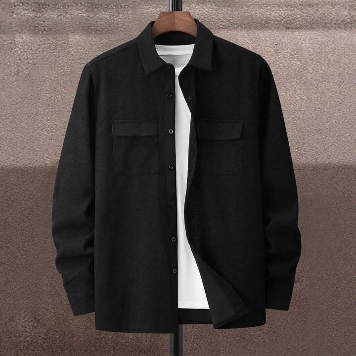 Men's Casual Shirt Jacket with Two Chest Pockets and Textured Design Lisslune