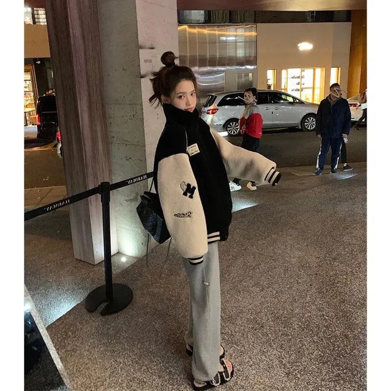 Women's fleece jacket with high collar Lisslune