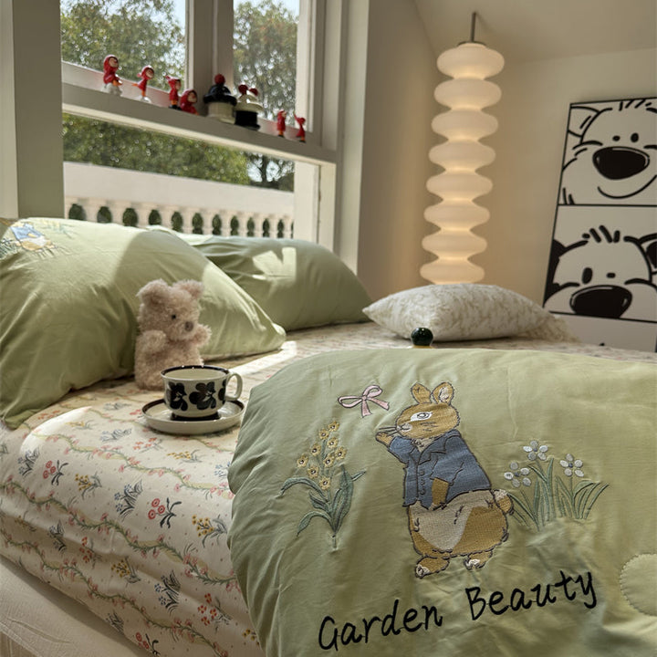 Rynx | Cotton Summer Cool Quilted Blanket Washable Pure Cotton Climate Blanket Four-Piece Set Single Double Quilt 2 M Bedding Set