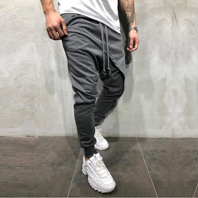 Men's Sporty Comfortable Jogging Pants with Drop Crotch and Drawstring Lisslune