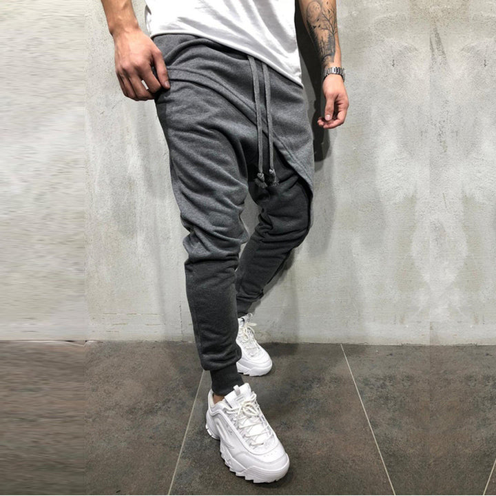 Men's Sporty Comfortable Jogging Pants with Drop Crotch and Drawstring Lisslune
