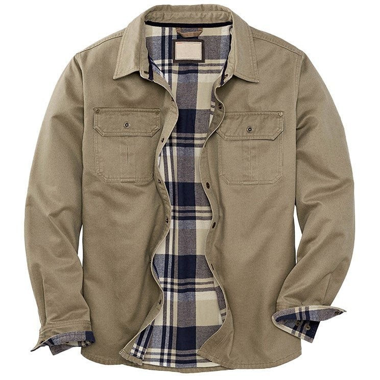 Men's shirt jacket with checked lining and practical breast pockets Lisslune