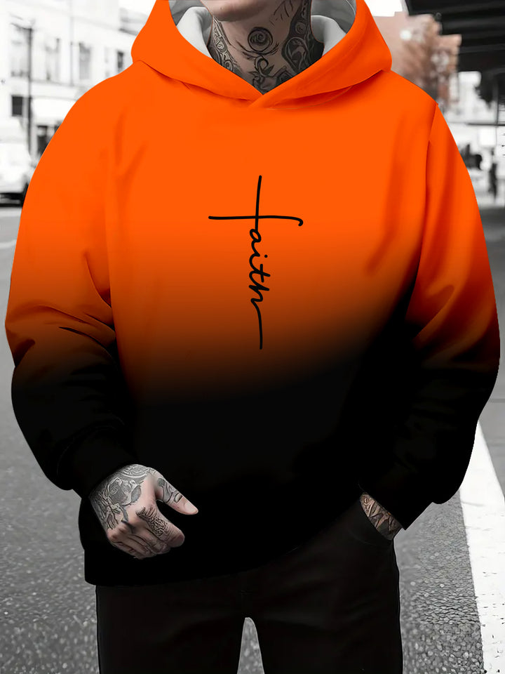 Men's hoodie with subtle gradient look and inspiring lettering Lisslune