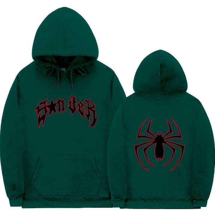 Women's hoodie with striking spider motif and coarse lettering Lisslune